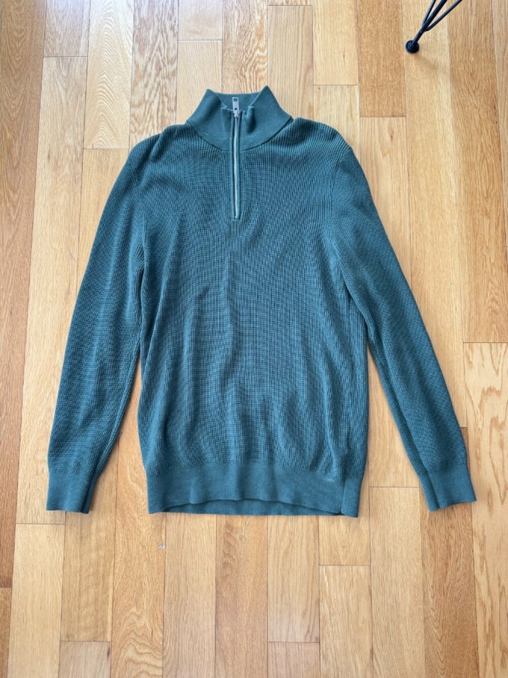 H&M teal zip-neck knit sweater